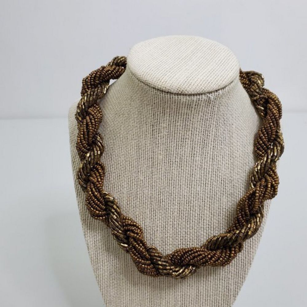 Brown Beaded Necklace Wrap Statement Thick Seed Be‎
